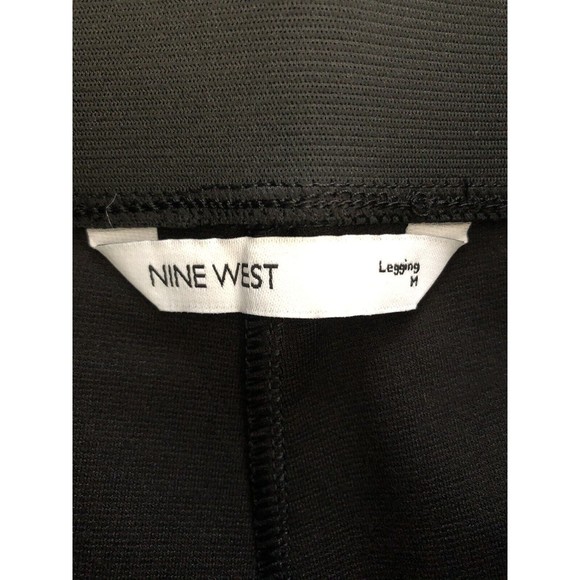 Nine West Stretch Knit Legging Womens Size M Faux Leather Stretchy Black Crackle - Picture 10 of 14